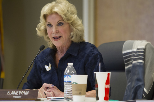 President of the Nevada Department of Education Elaine Wynn speaks during a public hearing at the Nevada Department of Education in Las Vegas on Thursday, Sept. 1, 2016. Richard Brian/Las Vegas Re ...