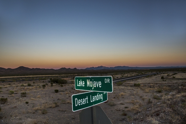 The intersection of Lake Mojave Drive and Desert Landing Street at Searchlight Airpark subdivision on Sunday, Sept. 4, 2016, in Searchlight, Nev.  (Benjamin Hager/Las Vegas Review-Journal)