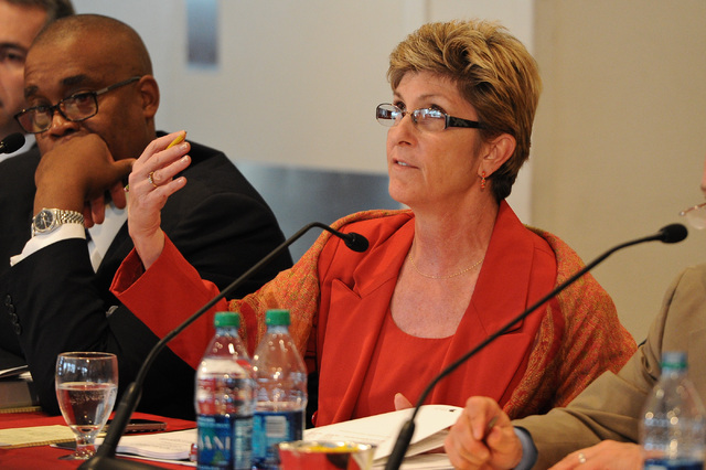 Chris Giunchigliani, Commissioner of District E. A proposed 65,000-seat domed football stadium will be added to the Clark County Commission's Tuesday meeting at the request of Commissioner Chris G ...