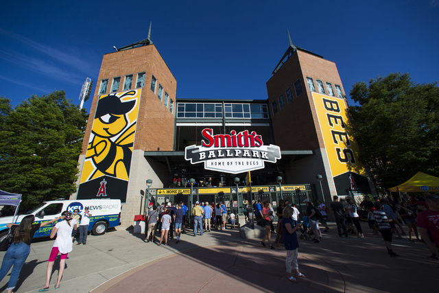 People arrive for a baseball game between the Salt Lake Bees and Las Vegas 51s at Smith's Ballpark in Salt Lake City on Monday, June 20, 2016.  (Chase Stevens/Las Vegas Review-Journal) Follow @css ...