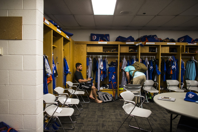 Las Vegas 51s players arrive in the clubhouse for a baseball game against the Salt Lake Bees at Smith's Ballpark in Salt Lake City on Monday, June 20, 2016.  (Chase Stevens/Las Vegas Review-Journa ...