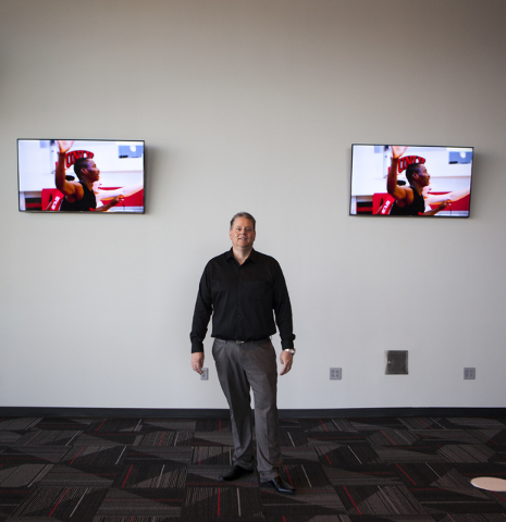 Mike Newcomb, executive director of Thomas and Mack, poses for a photo at the newly opened Strip View Pavilion at the Thomas & Mack Center at UNLV in Las Vegas Friday, Sept. 16, 2016. (Miranda ...
