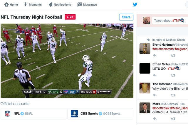 Twitter Scores With Live Stream Of Bills Jets Thursday Night