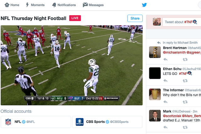 Twitter scores with live stream of Bills-Jets Thursday night game, Football