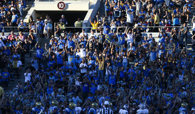 UCLA fans cheer as their team plays UNLV during a football game at the Rose Bowl in Pasadena, Calif. on Saturday, Sept. 10, 2016. UCLA won 42-21. Chase Stevens/Las Vegas Review-Journal Follow @css ...