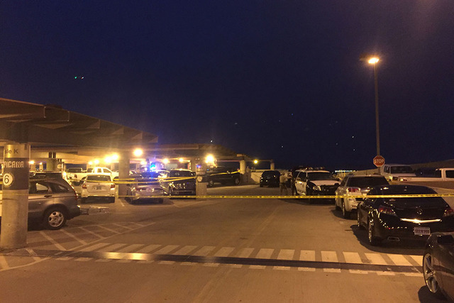 The parking garage was closed after a shooting at McCarran International Airport in Las Vegas, Monday, Sept. 19, 2016. Police said two people were shot in the parking garage and it was related to ...