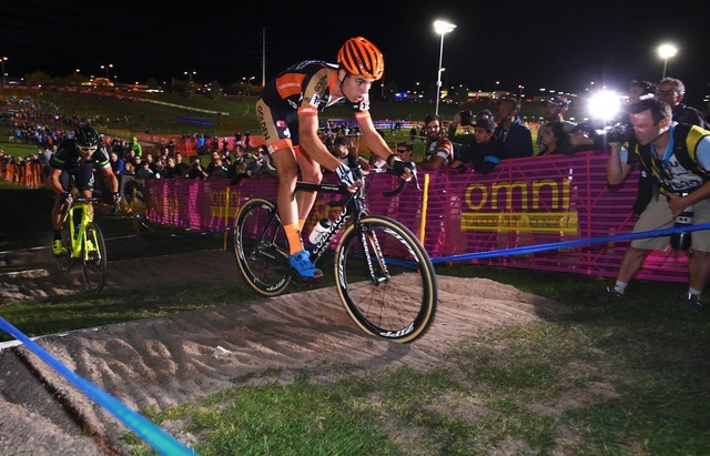 A competitor races during the 2015 CrossVegas, an international CycloCross event. Special to View