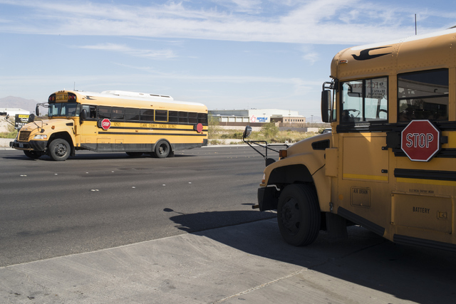 School buses at Cheyenne Bus Yard in North Las Vegas on Wednesday, Oct. 26, 2016. (Loren Townsley/Las Vegas Review-Journal Follow @lorentownsley)