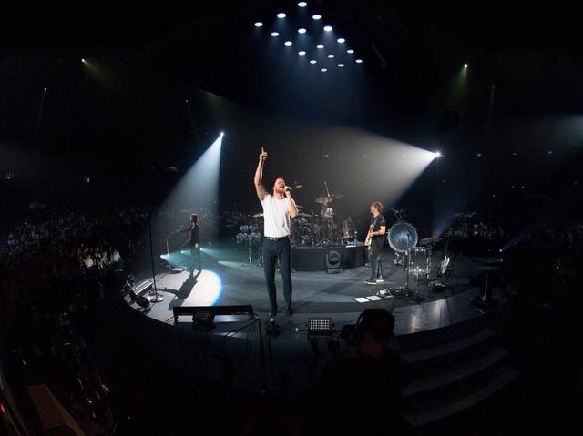 Frontman Dan Reynolds and his Las Vegas band Imagine Dragons at T-Mobile Arena on Wednesday, Oct. 26, 2016, in Las Vegas. (Tom Donoghue)