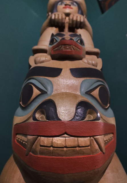 A totem pole is displayed as part of Hall of the North American Indian exhibit, at the Peabody Museum of Archaeology & Ethnology at Harvard University in Cambridge, Massachusetts. (Charles Kru ...