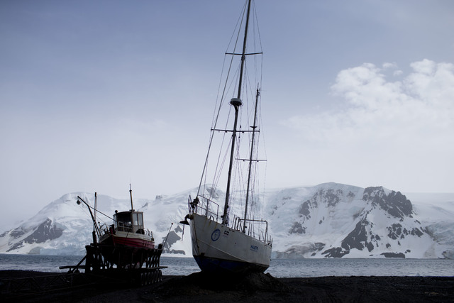 FILE - In this Jan. 27, 2015 file photo, boats sit on the beach at Bahia Almirantazgo, in Antarctica. The countries that decide the fate of Antarctica agreed on Friday to create the world's larges ...