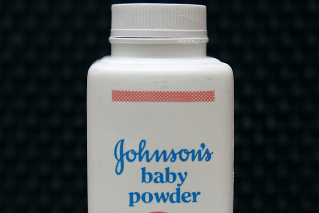 A bottle of Johnson's baby powder is displayed in San Francisco. (Jeff Chiu/AP)