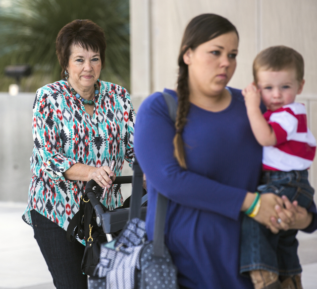 Carol Bundy, wife of jailed Nevada rancher Cliven Bundy, arrives at the Lloyd George U.S. Courthouse with her family on Thursday, Oct.13, 2016. Jeff Scheid/Las Vegas Review-Journal Follow @jeffscheid