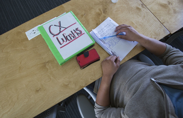CXWorks student Brandon Miller takes notes during class at the Historic Westside School on Wednesday, Oct. 26, 2016. Richard Brian/Las Vegas Review-Journal Follow @vegasphotograph
