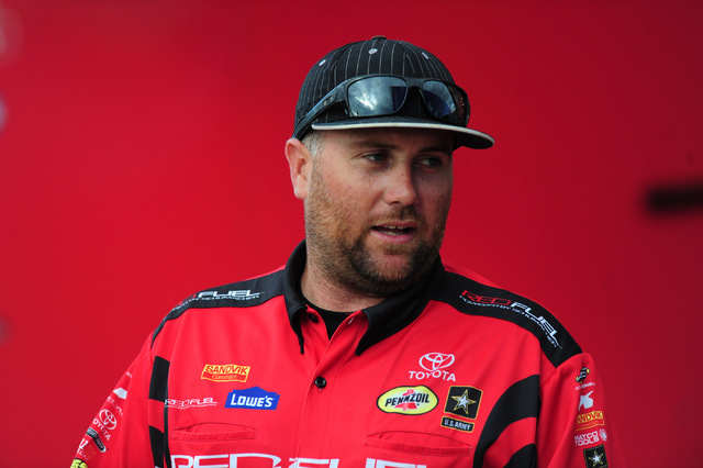 Top Fuel driver Shawn Langdon is seen in the paddock in between qualifying session for the NHRA Mello Yello Series Toyota Nationals at The Strip at Las Vegas Motor Speedway in Las Vegas Friday, Oc ...