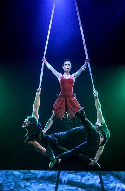 Cirque du Soleil artist and Circus Couture Erica Linz is shown at the center of the act Trio Matrix. (Courtesy photo)