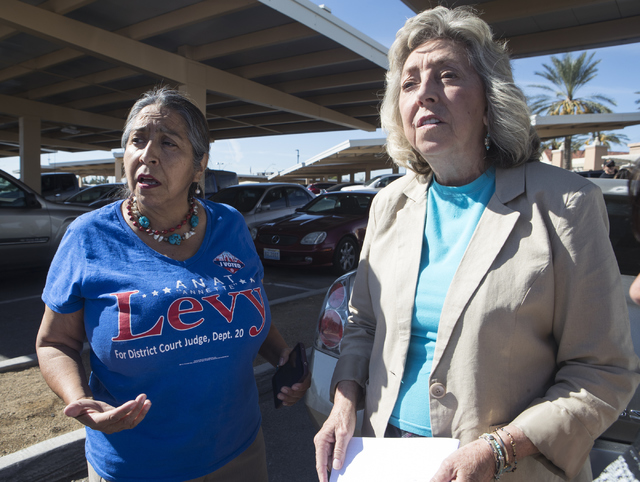 Voter Vicenta Montoya, left, meets with Congresswoman Dina Titus, D-Nev., during an early voting event at the East Las Vegas Community Center in Las Vegas on Saturday, Oct. 22, 2016. Loren Townsle ...