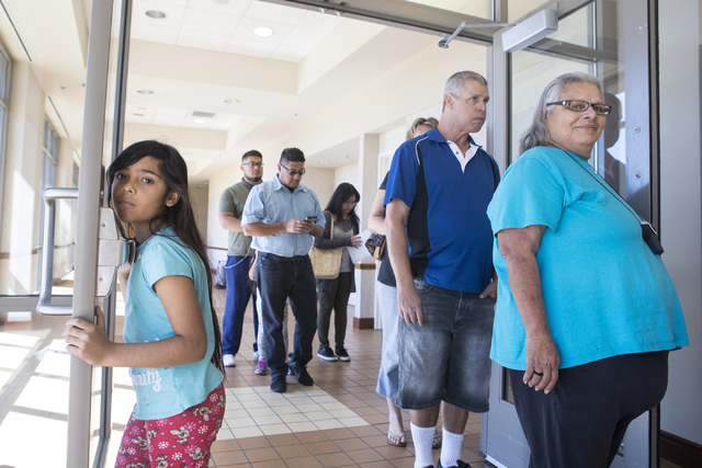 People wait in line during early voting at the East Las Vegas Community Center in Las Vegas on Saturday, Oct. 22, 2016. Loren Townsley/Las Vegas Review-Journal Follow @lorentownsley