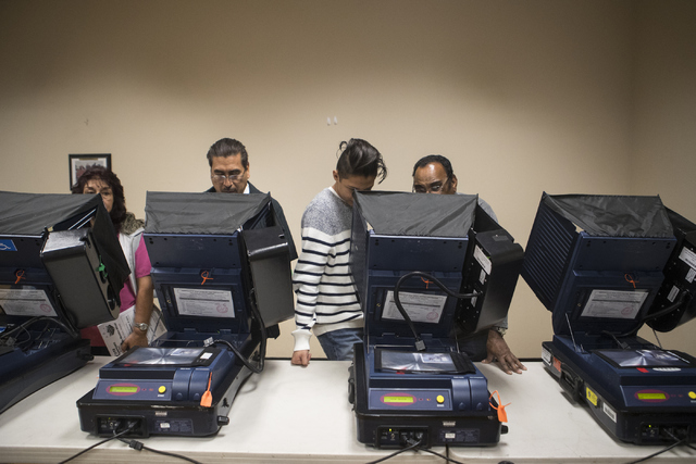 People vote during early voting at the East Las Vegas Community Center in Las Vegas on Saturday, Oct. 22, 2016. Loren Townsley/Las Vegas Review-Journal Follow @lorentownsley