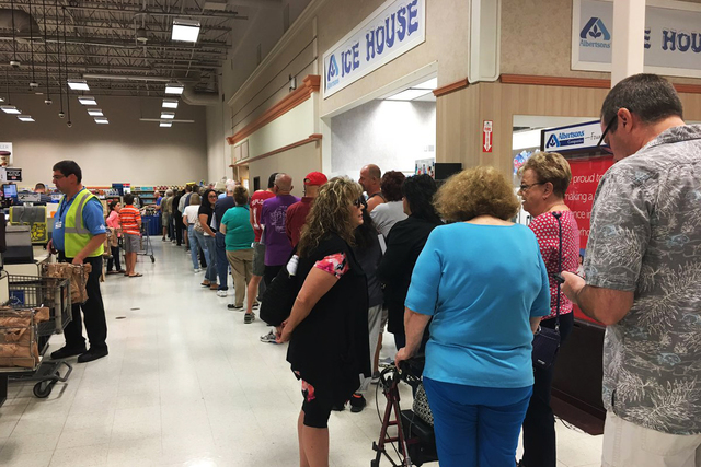 On the first day of early voting a long line of voters formed at Albertsons on Stephanie & Horizon Ridge in Henderson on Saturday Oct. 22, 2016. (@nataliebruzda/Twitter) #earlyvote