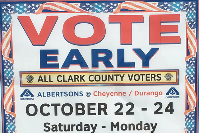 A vote early sign outside a CVS in Las Vegas on Saturday Oct. 22, 2016. (@DavidsonLVRJ/Twitter)