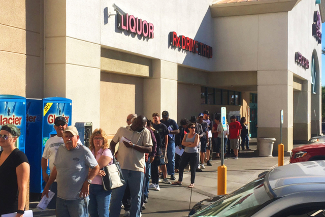 A line of people waiting to vote early outside a Las Vegas CVS on Saturday Oct. 22, 2016. (@DavidsonLVRJ/Twitter)