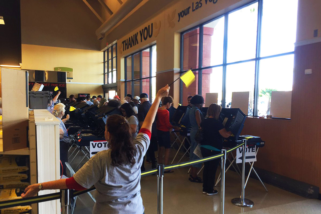 Votes are cast inside the Albertsons at Craig & Tenaya in Las Vegas on Saturday Oct. 22, 2016. (@RavenJackson/Twitter)