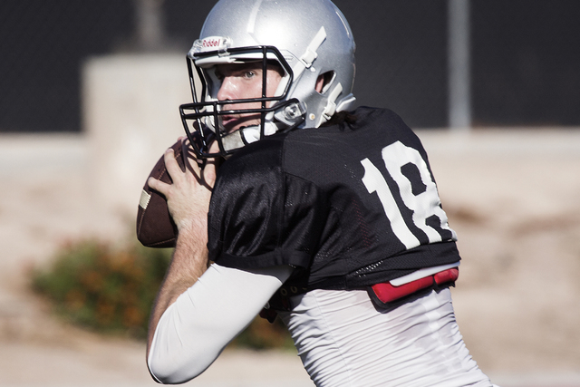UNLV starting quarterback Dalton Sneed passes the football during practice on Tuesday, Oct. 4, 2016. (Jeff Scheid/Las Vegas Review-Journal) Follow @jeffscheid