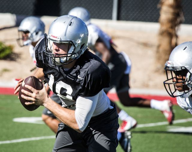 UNLV starting quarterback runs a play during practice on Tuesday, Oct. 4, 2016. (Jeff Scheid/Las Vegas Review-Journal) Follow @jeffscheid