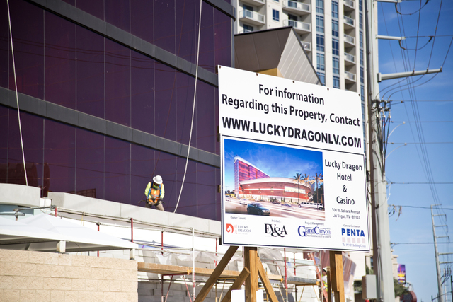 Construction continues at the Lucky Dragon hotel-casino on Sahara Avenue near the Strip on Wednesday, Oct. 19, 2016, in Las Vegas. (Daniel Clark/Las Vegas Review-Journal Follow @DanJClarkPhoto)