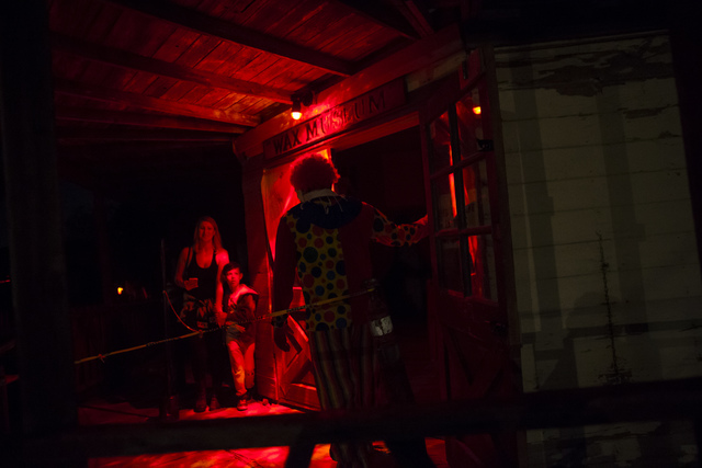 People enter an attraction during "Bonnie Screams" at Bonnie Springs Ranch outside of Las Vegas on Tuesday, Oct. 25, 2016. (Chase Stevens/Las Vegas Review-Journal Follow @csstevensphoto)