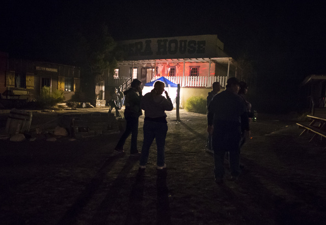 Visitors stand outside of the opera house during "Bonnie Screams" at Bonnie Springs Ranch outside of Las Vegas on Tuesday, Oct. 25, 2016. (Chase Stevens/Las Vegas Review-Journal Follow @csstevensp ...