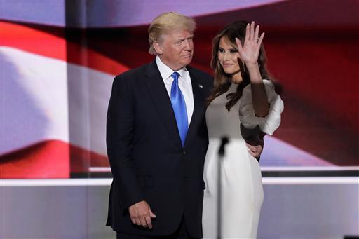 Melania Trump, wife of Republican presidential candidate Donald Trump, waves to the delegates after her speech during the opening day of the Republican National Convention in Cleveland, July 18, 2 ...