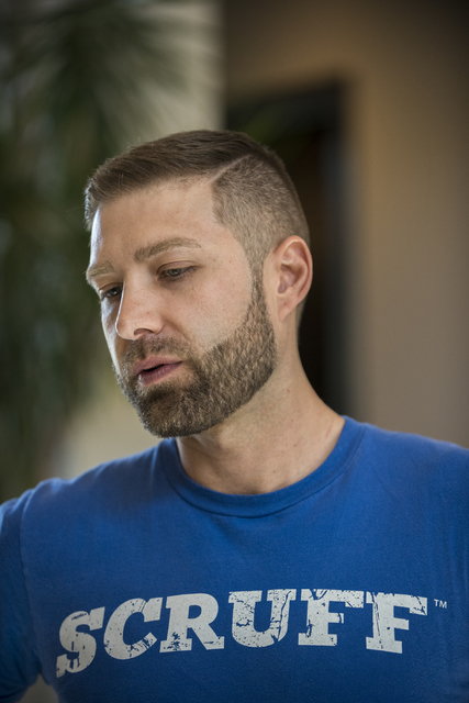 Johnny Skandros, founder of gay dating app Scruff, hangs out at his home in Las Vegas on Tuesday, Oct. 18, 2016. Martin S. Fuentes/Las Vegas Review-Journal