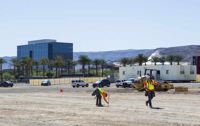 Construction begins after the groundbreaking ceremony for the Las Vegas NHL expansion team's practice facility and headquarters in Las Vegas on Wednesday, Oct. 5, 2016. (Chase Stevens/Las Vegas Re ...