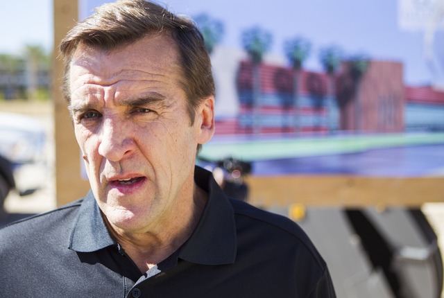 George McPhee, general manager of Las Vegas' NHL expansion team, talks after the groundbreaking ceremony for the Las Vegas NHL expansion team's practice facility and headquarters in Las Vegas on W ...