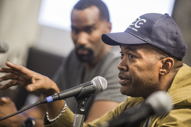 Lt. Col. Melvin Russell, chief of the community partnership division, Baltimore Police Department, discusses community policing during the Repairing the Breach summit at Palace Station in Las Vega ...