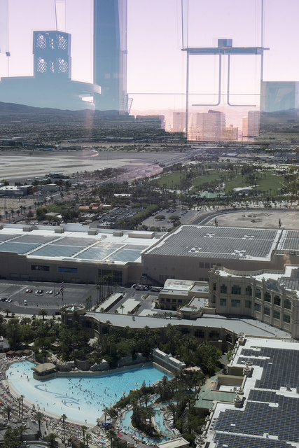 The solar power farm atop the convention center at Mandalay Bay, now ranking as the largest rooftop array in the nation, is pictured in Las Vegas on Friday, June 17, 2016. (Bridget Bennett/Las Veg ...