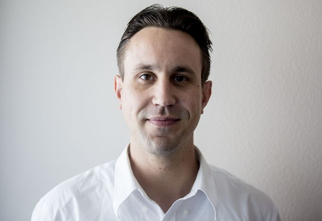 Policy Analyst Daniel Honchariw poses for a portrait in his office at the Nevada Policy Research Institute, Thursday, Sept. 29, 2016, in Las Vegas. Elizabeth Page Brumley/Las Vegas Review-Journal ...