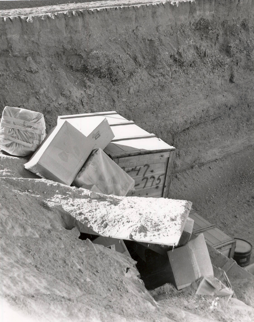 Boxes of low-level radioactive waste are seen at the landfill, 11 miles south of Beatty, in this undated photo. (Las Vegas Review-Journal file)