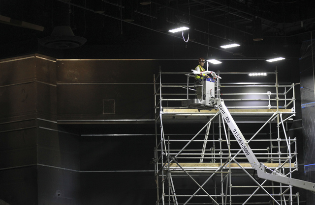 Construction goes on during a tour of the Park Theater, slated to open in December, at the Monte-Carlo hotel-casino in Las Vegas on Tuesday, Oct. 25, 2016. Chase Stevens/Las Vegas Review-Journal F ...
