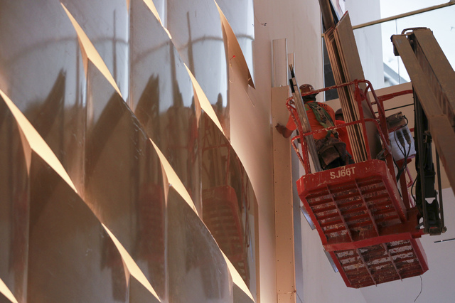 Construction goes on during a tour of the Park Theater, slated to open in December, at the Monte-Carlo hotel-casino in Las Vegas on Tuesday, Oct. 25, 2016. Chase Stevens/Las Vegas Review-Journal F ...