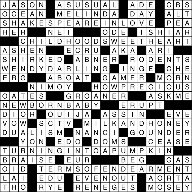Solution to View's Oct. 6, 2016, crossword puzzle. Click the image for the puzzle or for sudoku puzzle and solution.