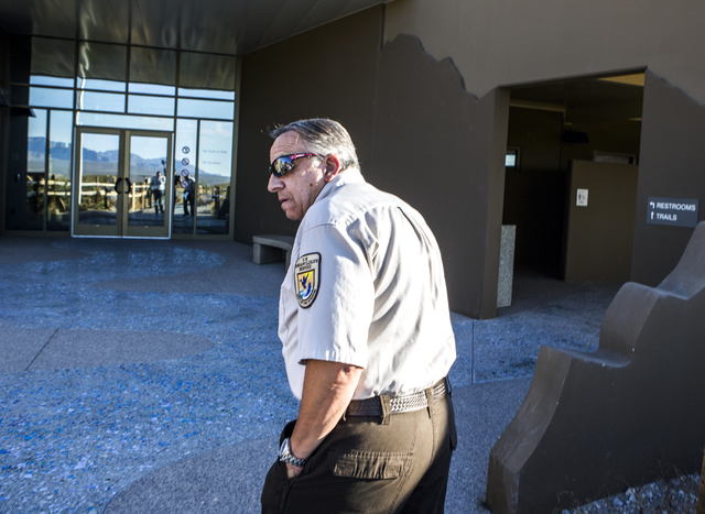 U.S. Fish & Wildlife Service public affairs officer Dan Balduini, walks toward the Corn Creek Visitor Center on Friday, Sept. 30, 2016. The Air Force prepares to hold public meetings on a plan ...