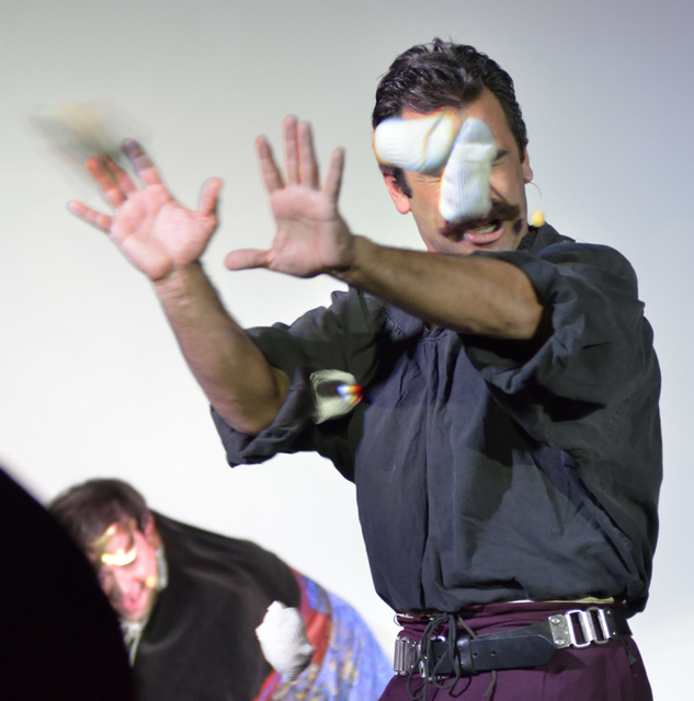 Ernie Curcio is pelted with socks while trying to make a speech during “Shotspeare” at The Cabaret in the Planet Hollywood hotel-casino at 3663 S. Las Vegas Blvd. in Las Vegas on Fri ...