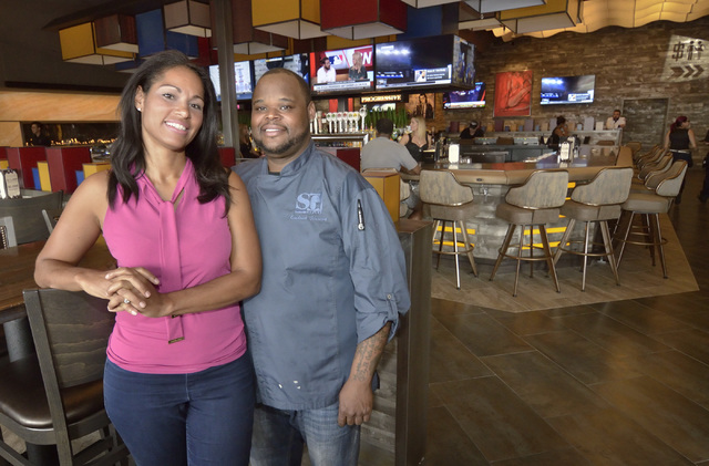 SG Bar general manager Tami Kwity, left, and executive chef Kendrick Ganaway at SG Bar, 9580 W. Flamingo Road in Las Vegas Sept. 20, 2016. Bill Hughes/View