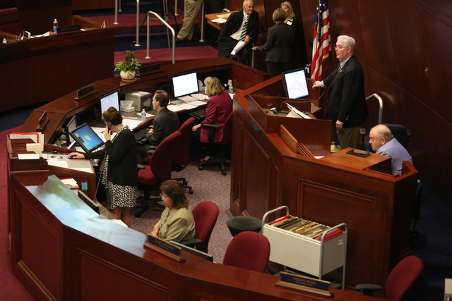Speaker of the Assembly John Hambrick is pictured during the 30th Special Session of the Nevada Legislature into order, Monday, Oct. 10, 2016 in Carson City, Nev. (David Guzman/Las Vegas Review-Jo ...