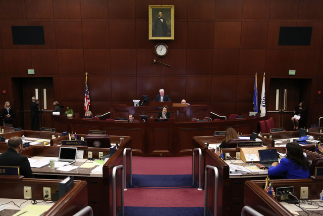 Nevada Legislators gather during day one of the 30th Special Session of the Nevada Legislature, Monday, Oct. 10, 2016 in Carson City, Nev. (David Guzman/Las Vegas Review-Journal Follow @davidguzma ...