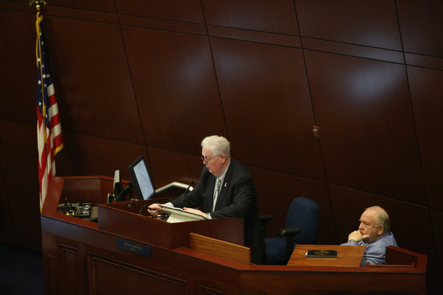 Speaker of the Assembly John Hambrick calls the 30th Special Session of the Nevada Legislature into order, Monday, Oct. 10, 2016 in Carson City, Nev. (David Guzman/Las Vegas Review-Journal Follow ...