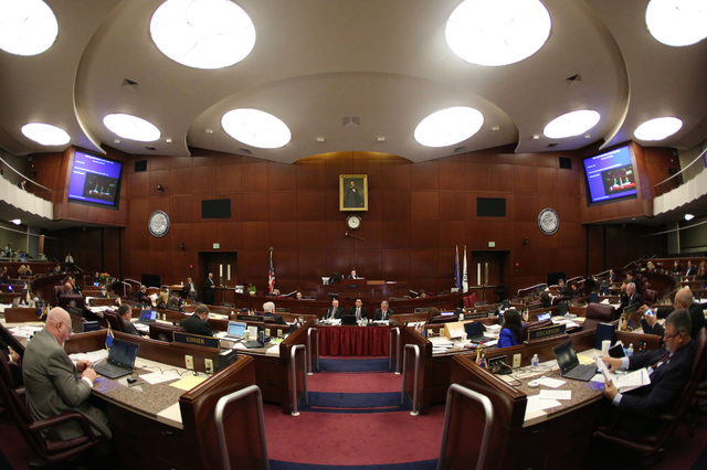 Nevada Legislators gather during day one of the 30th Special Session of the Nevada Legislature, Monday, Oct. 10, 2016 in Carson City, Nev. (David Guzman/Las Vegas Review-Journal Follow @davidguzma ...